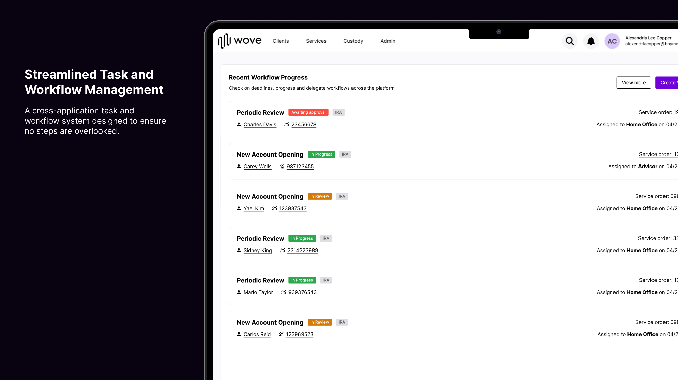 Wove streamlined task and workflow management
